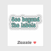 ラベルの先を見るティール（緑がかった色）神経多様性 シール (シート)