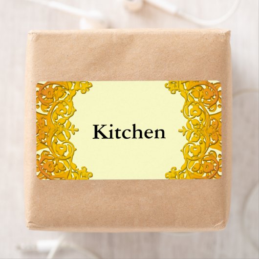 ラベルの移動カスタム黄色のヴィンテージフローラアートラベル ラベル (インサイチュ)