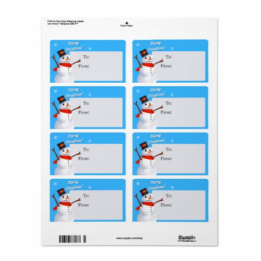 ラベルの雪だるまからクリスマス ラベル (フルシート)