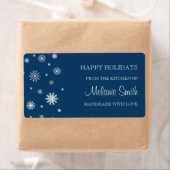 ラベルの青の雪の台所からのクリスマス ラベル (インサイチュ)