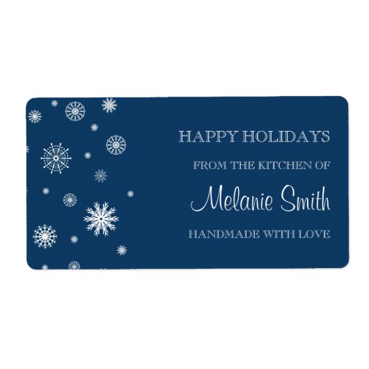 ラベルの青の雪の台所からのクリスマス ラベル (正面)