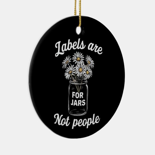 ラベルは人ではない人の花のための瓶 セラミックオーナメント (右)