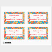 ラベルへカスタマイズ, Ditsyオレンジの花のパターン 長方形シール (シート)