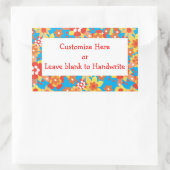 ラベルへカスタマイズ, Ditsyオレンジの花のパターン 長方形シール (バッグ)