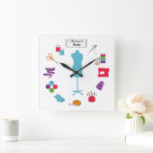 ラベルを正しく縫いますカスタマイズ スクエア壁時計 (ホーム)