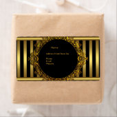 ラベルアドレス(黒)金ゴールドストライプ ラベル (インサイチュ)
