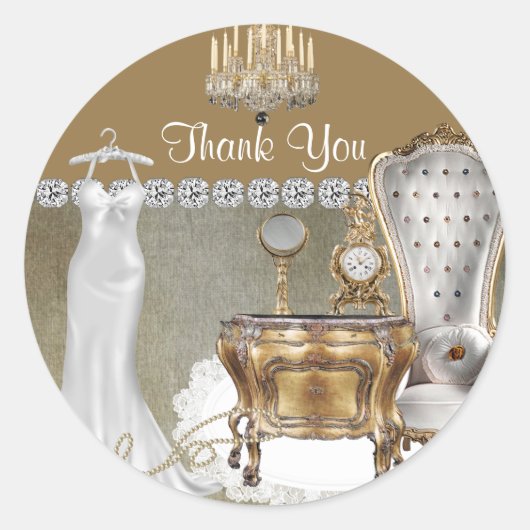 ラベルエレガントウェディングシャワーお願いありがとう ラウンドシール (正面)