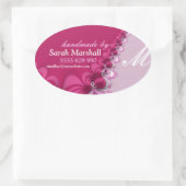 ラベルエレガントシールで手作りピンクレース 楕円形シール (バッグ)