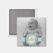 ラベルエレガントベビーフォトキープサケ – 青 マグネット (正面/裏面)