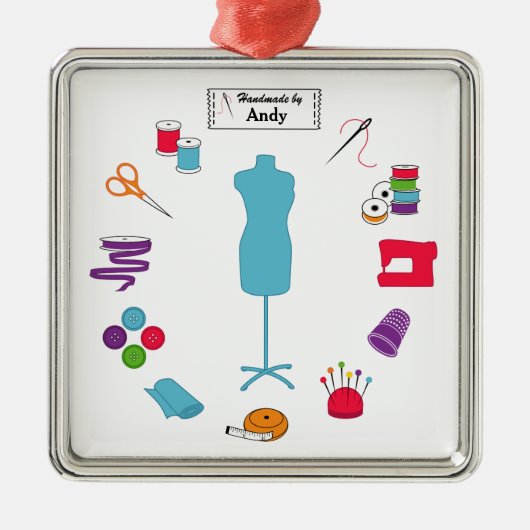 ラベルカスタマイズは右に縫い付け メタルオーナメント (正面)