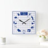 ラベルカスタマイズキルト時間 スクエア壁時計 (ホーム)