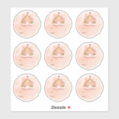 ラベルカスタムピンクジンガーブレッドハウスホリデーギフト シール (シート)