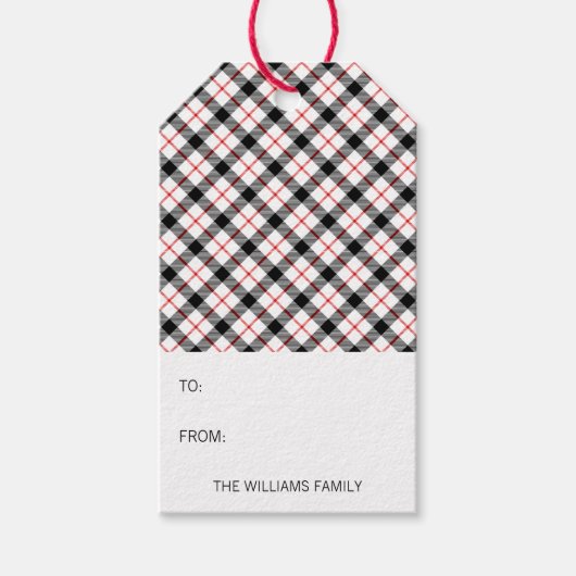 ラベルクラシックプレイドクリスマスハッピーホリデーズギフト ギフトタグ (正面)