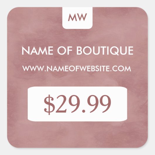 ラベルシンプルローズブラウンシックブティックモノグラムプライス スクエアシール (正面)