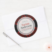 ラベルシールで作られた赤い黒の部族のパターン ラウンドシール (封筒)