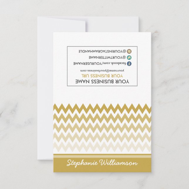 ラベルスグラデーションタイストシェブロンNotecards (金ゴールド) (正面)