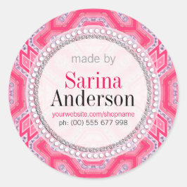 ラベルステッカーで作成されたピンクの幾何学的パターン ラウンドシール