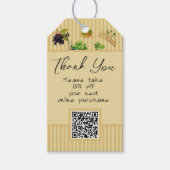 ラベルストライプボタニカルサンキューQR ギフトタグ (正面)