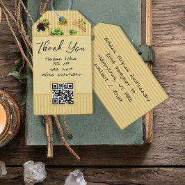 ラベルストライプボタニカルサンキューQR ギフトタグ