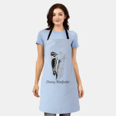 ラベルダウンウッドペッカーイラストレーション大人エプロン エプロン (着用した状態)