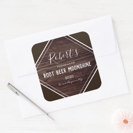 ラベルパーソナライズされた素朴付け スクエアシール (封筒)