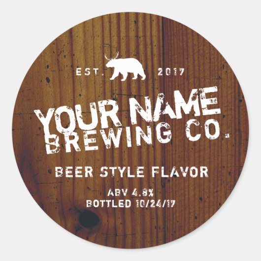 ラベルパーソナライズされた素朴 – 自分の単語を追加する ラウンドシール (正面)