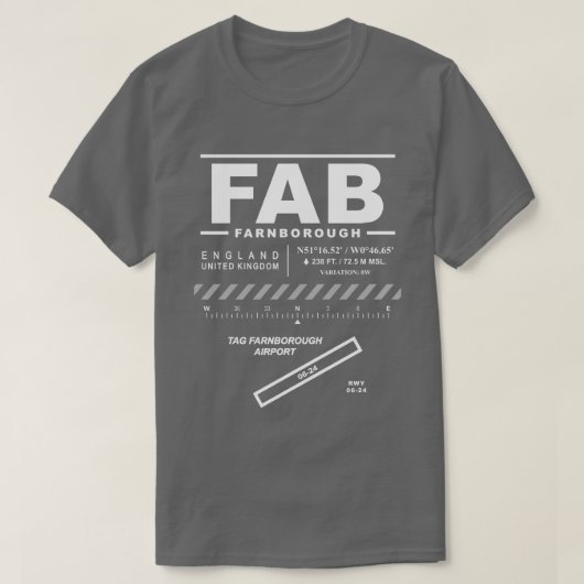 ラベルロンドンファーンボローエアポートFAB Tシャツ (デザイン正面)