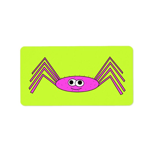 ラベル上のピンク色のクモ ラベル (正面)