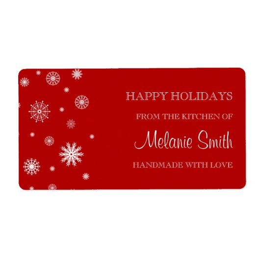 ラベル付きのキッチンからクリスマス赤い雪 ラベル (正面)