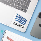 ラベル付きギリシャ国旗 シール (ノートパソコンとiPhone)