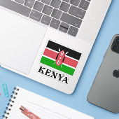 ラベル付きケニア国旗 シール (ノートパソコンとiPhone)