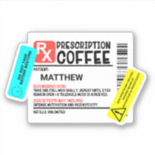 ラベル付きコ警告ーヒー処方おもしろい シール (正面)