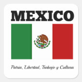 ラベル付きメキシコ国旗 スクエアシール (正面)