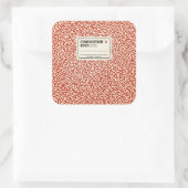 ラベル付き赤い組版ノートブック スクエアシール (バッグ)