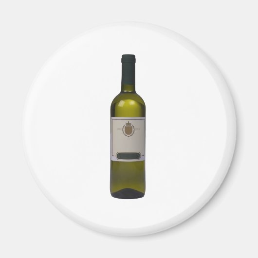 ラベル付き高品質ワインの空白のボトル マグネット (正面)