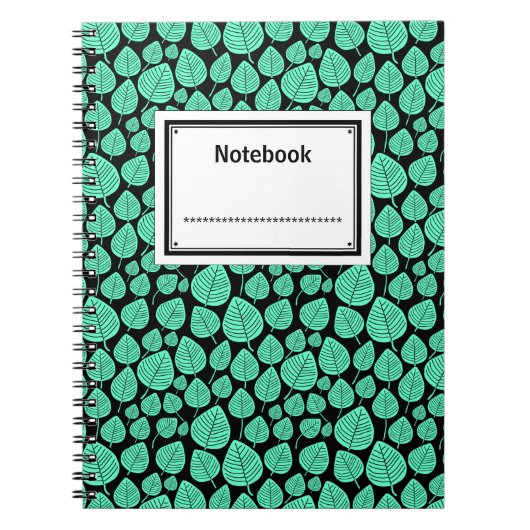 ラベル付き – ターコイズオンブラック ノートブック (正面)