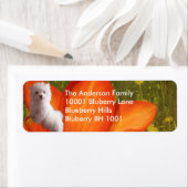 ラベル差出人住所マルチーズと花 ラベル (インサイチュ)