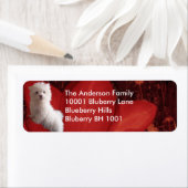 ラベル差出人住所マルチーズと花 ラベル (インサイチュ)