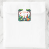 ラベル恐竜の誕生日パーティーありがとうシール スクエアシール (バッグ)