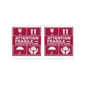ラベル画像を郵送気にする赤い壊れやすいハンドル3 ラベル (正面)