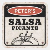 ラベル編集可能なサルサラベル グランジサイン付き スクエアシール (正面)