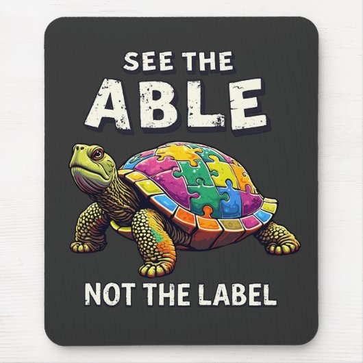 ラベル自閉症のカメ愛好家ではなく、テーブルを参照する マウスパッド (正面)