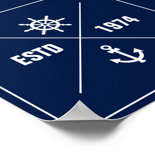 ラベル航海のポスター(いかりと船舶用ホイール) ポスター (角)