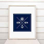 ラベル航海のポスター(いかりと船舶用ホイール) ポスター