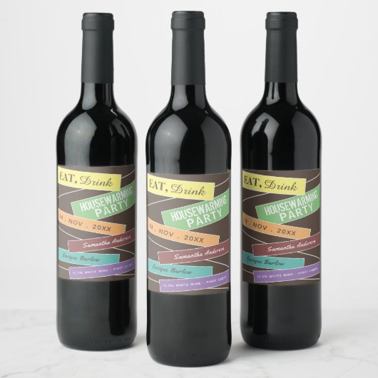 ラベル、カラフル引っ越し祝いパーティーパーティー ワインラベル (ボトル)