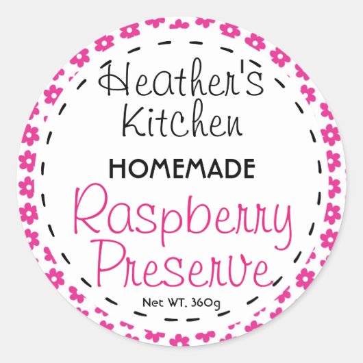 ラベル - ラウンド ラズベリー プリザーブまたはジャムジャー ラベル (正面)
