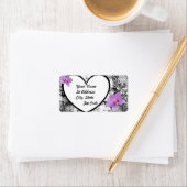 ラベル、黒と白のハート、ピンクの蘭 ラベル (インサイチュ)