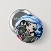 "ラベルAlongs"の人魚のベビーのペンギンのファンタジーの妖精 缶バッジ (正面&裏面)