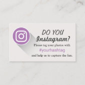 ラベルYour Instagram Photosハッシュタグパープル コーリングカード (正面)