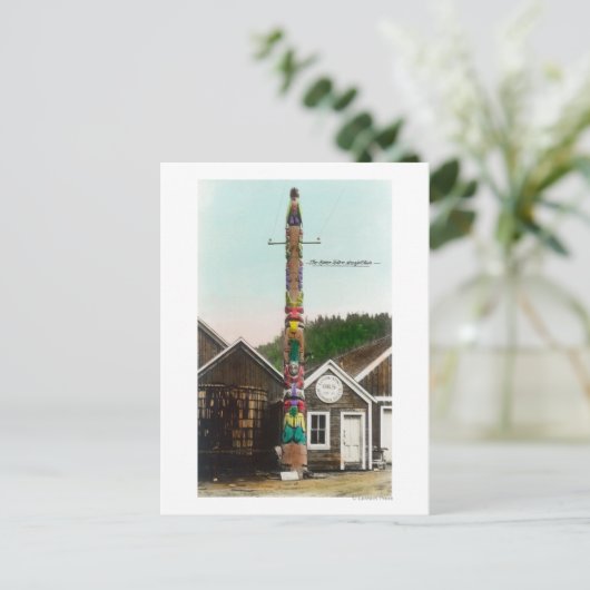 ラベンのトーテムポールの眺め ワングル、アラスカ ポストカード (スタンド正面)